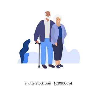 Old woman and man. Happy smilling Grandmother and grandfather. Vector