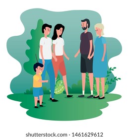 old woman and man with their family and grandson