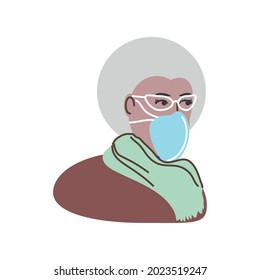 old woman with medical mask isolated