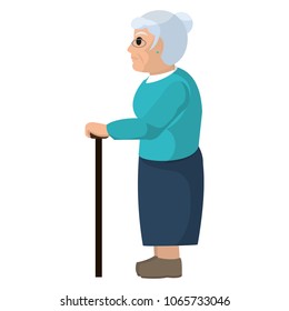 Old Woman On Side Glasses Walking Stock Vector (Royalty Free ...