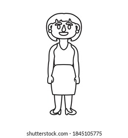 old woman person character line style icon vector illustration design