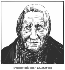 Old woman. Portrait. The face of an elderly lady. 