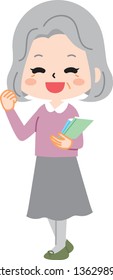 An old woman reading a book