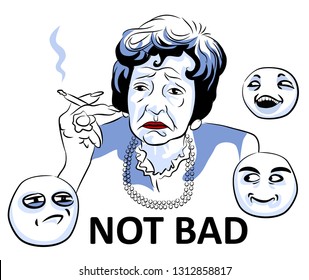 Old woman in retro style, internet meme