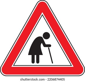 old woman road cross sign illustration design hilp humans