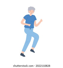 old woman running icon isolated