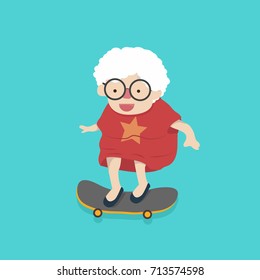 Old Woman With Skateboard