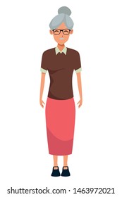 old woman smiling and happy isolated vector illustration graphic design