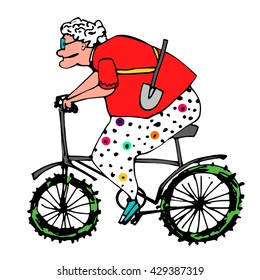 old woman on bike