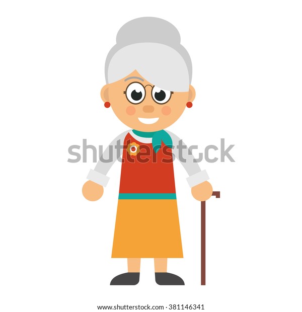 Old Woman Stick Stock Vector (Royalty Free) 381146341