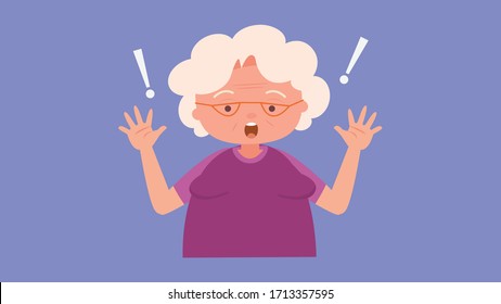 Old woman with surprised expression