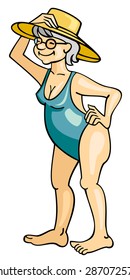 old woman swimming costume