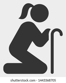 Old Woman vector icon. A flat illustration design of Old Woman icon on a white background.