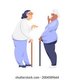 an old woman. vector image of two old happy women. the dialogue of two grandmothers