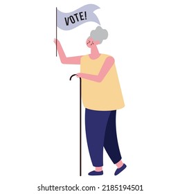 Old Woman Voter Walking Character