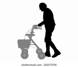 Old woman with walking frame