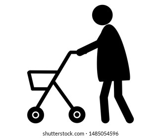 Old woman walking with rollator