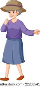 Old woman wearing hat illustration