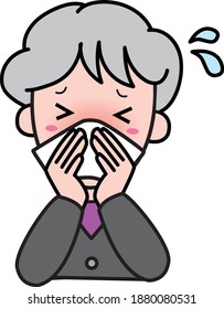 An old woman who has a runny nose and is in trouble