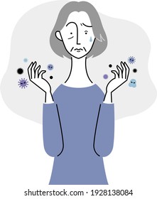 an old woman whose hands are unsanitary