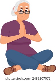 Old woman in yoga pose. Healthy senior life