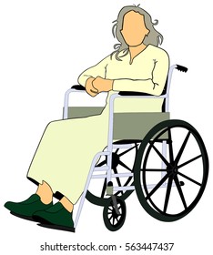 An old women using mobility aid setting on wheelchair holding both hands together conceptual healthcare image support elderly people concept vector