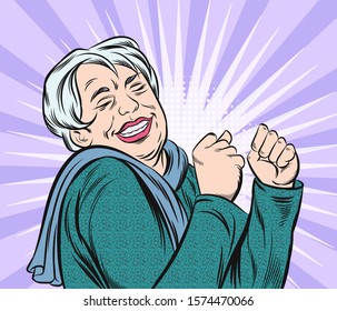 Old women are very happy.Pop art retro vector illustration vintage kitsch