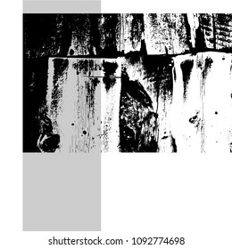 Old wood black and white background. Grunge vector template for design