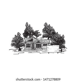 Old wood cabin in forest