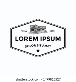 Old wood cabin logo design template