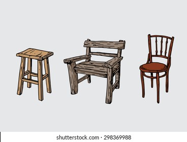 Old Wood Chair 3 Style