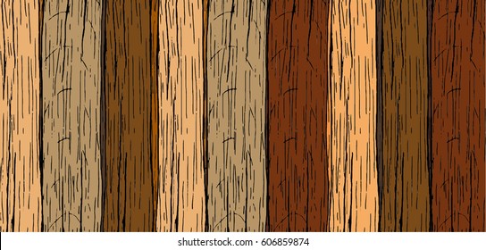 Old Wood plank background. Hand drawn vector illustration.