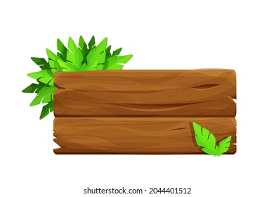 Hojas de madera antigua, hojas de palma decoradas con caricaturas aisladas de fondo blanco. Jungla, elemento tropical, tabla texturada y detallada. activo de partida de Ui