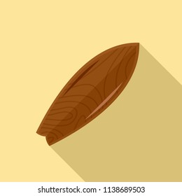 Old wood surfboard icon. Flat illustration of old wood surfboard vector icon for web design