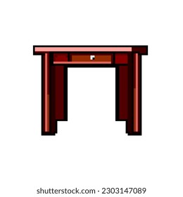 vector retro de arte de píxeles de juego de mesa de madera antigua. una mesa de madera un poco vieja. ilustración vintage antigua