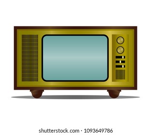 Old Wood TV cabinet on white background. vector illustration, eps10