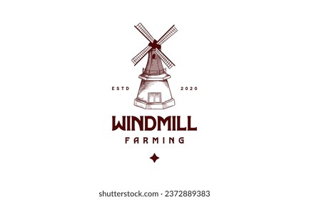 Old wood windmill logo design