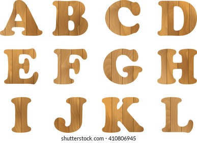 Old Wooden Alphabet, vector set with wood Letters, for Text Message, Title or Logos Design