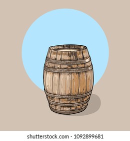 Old wooden barrel. Vector. Illustration.