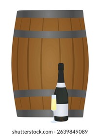 Old wooden barrel. vector illustration	