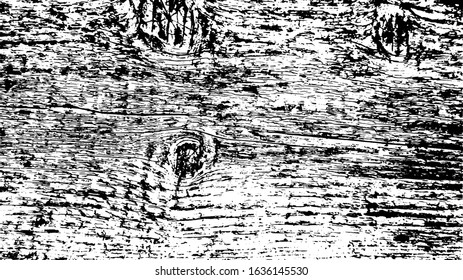 Old wooden black and white texture. Vector background image