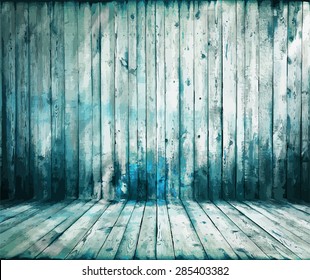 alter, blauer Holzraum, Vektorgrafik