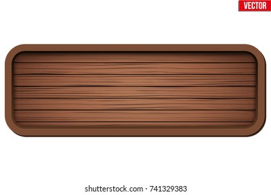 Old wooden board. Wide format. Vector Illustration Isolated on white Background.