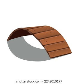 Old wooden bridge in cartoon style. Vector illustration isolated on white background.