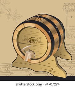 old wooden cask of wine