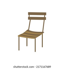 Old Wooden Chair For Summer Cottage Or Garden. Colorful Vector Isolated Hand Drawn Illustration. Place For Rest And Relaxation