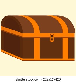 An old wooden chest. Vector illustration on the theme of the interior.