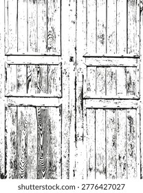 Old Wooden Door Background. Vector Wood Backdrop with Noise Grain Texture Wooden bark. Perfect for vintage overlay layout. EPS 10