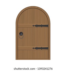 Old wooden door vector illustration isolated on white background