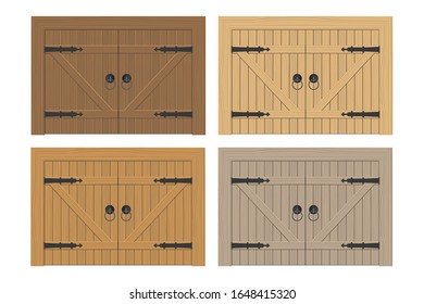 Old wooden door vector illustration isolated on white background